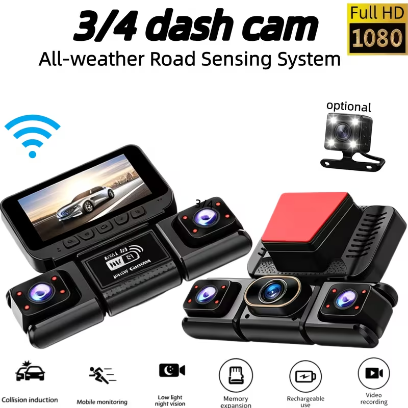 Panoramic Dash Cam 360 - 3/4CH WiFi 360 ° Caméra de