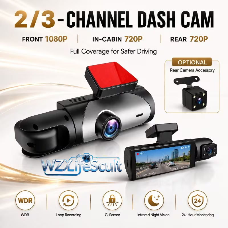 Caméra embarquée HD 2/3 canaux - Panoramic Dash Cam 360 avis et prix